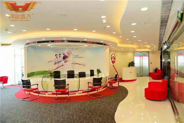 友邦保險金融辦公家具配套解決方案前臺辦公桌和接待沙發款式