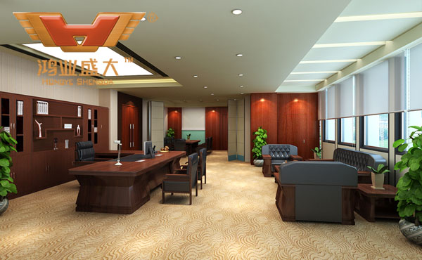 鴻業(yè)為用戶設(shè)計(jì)的董事長室辦公桌椅配套3D效果圖