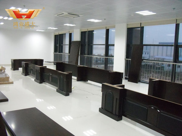 會議大廳辦公家具 湘投金天鈦金屬公司會議室安裝現場圖