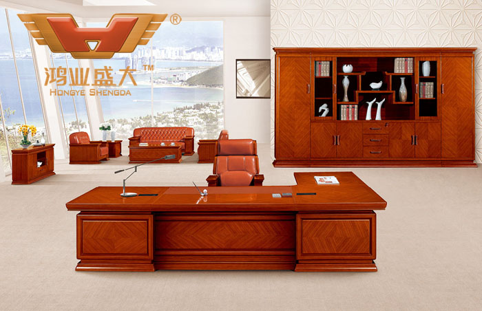 總裁臺 簡易高檔實木辦公桌 現(xiàn)代時尚老板桌HY-D鴻業(yè)10號