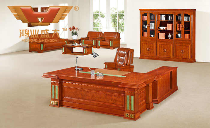 實木辦公桌班臺 現代簡易油漆實木辦公桌 泰柚木班臺HY-D5824