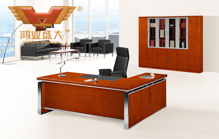 實木辦公桌班臺 豪華貼皮實木老板臺 品牌實木辦公桌HY-D0620