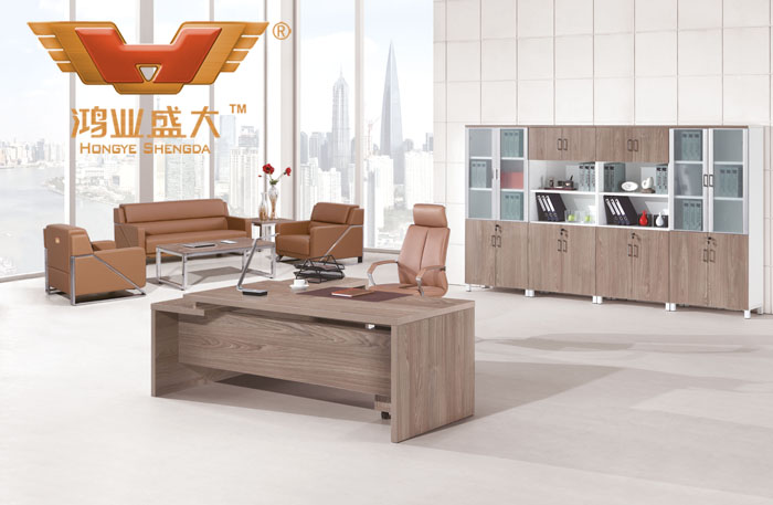 板式辦公桌班臺(tái) 新款榆木板式辦公桌 貼皮環(huán)保班臺(tái)HY-JT02