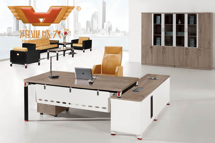 板式辦公班臺 辦公家具廠家直銷 簡約淺榆木經理桌HY-JT14