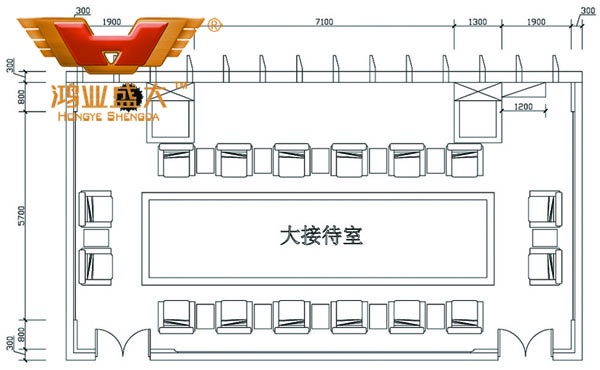 鴻業設計師根據客戶提供尺寸,設計的接待室家具CAD平面圖 鴻業設計師根據客戶提供尺寸,設計的接待室家具CAD平面圖