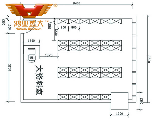 鴻業設計師根據客戶提供尺寸,設計資料檔案室家具CAD平面圖 鴻業設計師根據客戶提供尺寸,設計資料檔案室家具CAD平面圖